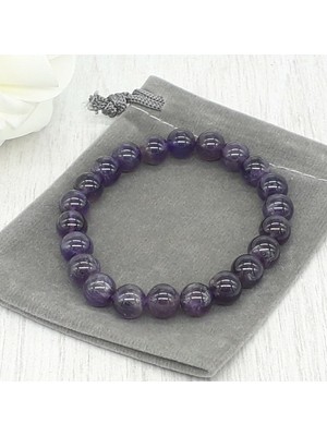 Mor Ametist Doğal Taş Bileklik, Zarif ve Şık Takı Design