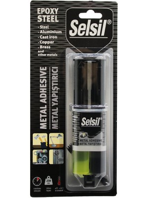 FRY Selsil Epoxy Steel Metal Şırınga Epoksi Yapıştırıcı 28GR. Metal - Çelik - Alüminyum - Ahşap - Plastik (5358)
