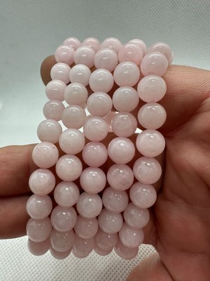 Doğal Taş Pembe Kuvars Bileklik, Aşk ve Şans Için Özel Tasarım