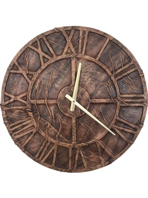 UltraMint El Işçiliği Dekoratif Eskitme Deri Duvar Saati, Şık ve Doğal Tarz