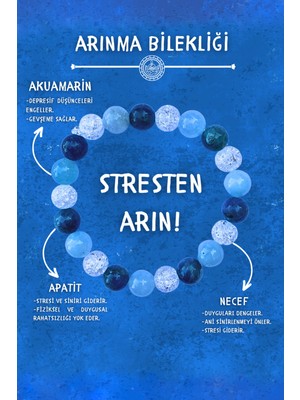 UltraMint Doğal Taş Tılsım Bileklik, 8mm, Akuamarin, Necef, Apatit, 21'li