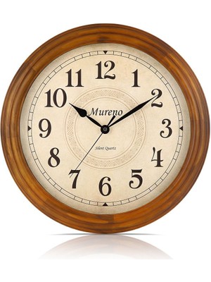 UltraMint Sessiz Masif Ahşap Duvar Saati 40CM, Şık ve Doğal Tasarım