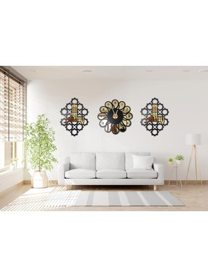 UltraMint Şık Duvar Saati ve Altın Ayna Dekorasyon Seti, Zarif Ev Tasarımı