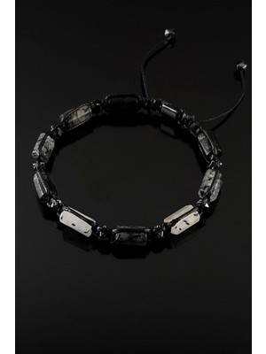 UltraMint Doğal Taş Bileklik, Rutilli Kuvars ve Hematit, Erkek ve Kadın Hediye Bileklik