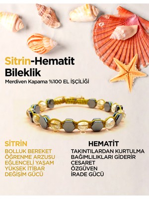 Sitrin Hematit Taşlı Zarif Bileklik, Şık ve Enerji Dolu Takı