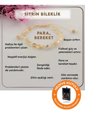 El Yapımı Sitrin Doğal Taş Bileklik, Yılbaşı Hediyesi, Para ve Bereket