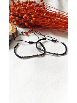 Hematite Mors Alfabesi Çift Bileklik, Sevgiliye Özel Takı