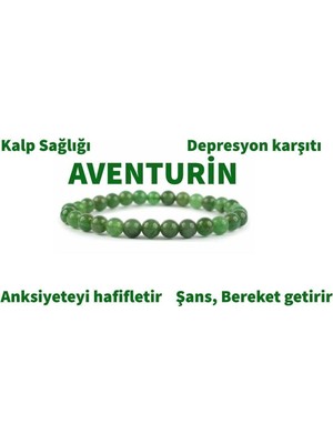UltraMint 8mm Aventurin Doğal Taş Bileklik, Şans ve Bereket Enerji Kaynağı