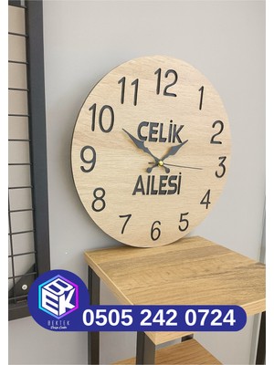 UltraMint Kişiye Özel Ahşap Sessiz Duvar Saati, Şık ve Doğal Dekorasyon Için