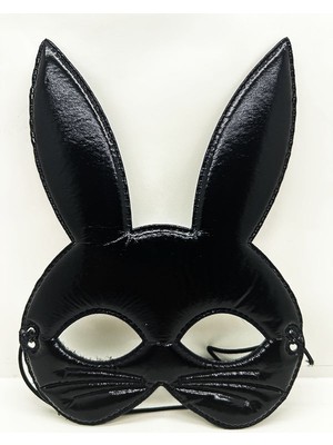 FRY Siyah Renk Kumaş Malzemeden Imal Eva Tavşan Maskesi 19X15 cm (5358)
