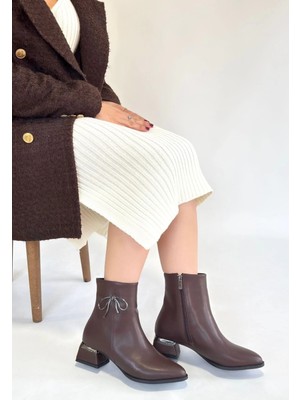 Elma Shop Harly Kahverengi Cilt Topuklu Bot