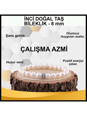 Doğal Taş Incili Bileklik, Sertifikalı 8mm Şık ve Zarif Tasarım