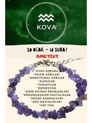 Kova Burcu Için Sertifikalı Ametist Taşı Bileklik, Şık ve Enerji Dolu Takı