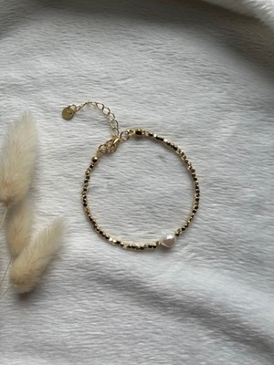 El Yapımı Doğal Inci ve Dorika Taşlı Altın Kaplama Bileklik