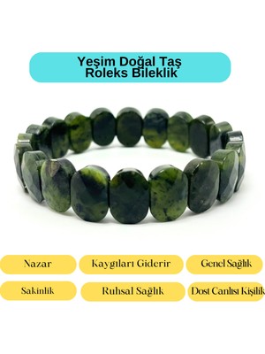 Doğal Yeşim Taş Roleks Bileklik, Şık ve Zarif Takı Tasarımı