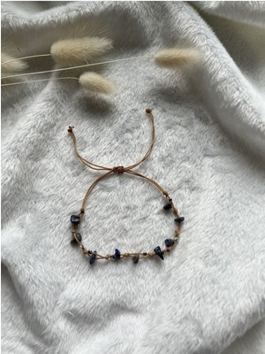 Doğal Lapis Lazuli Halhal ve Bileklik, Ayarlanabilir, Şık Takı