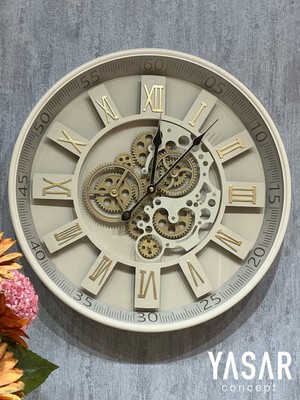 UltraMint Şık Metal Çarklı Duvar Saati 46 Cm, Modern ve Zarif Tasarım