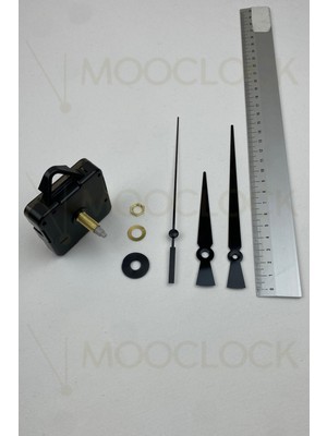 UltraMint Sessiz Duvar Saati Mekanizması, 22 mm Şaft, Akrep, Yelkovan ve Saniye Göstergeli