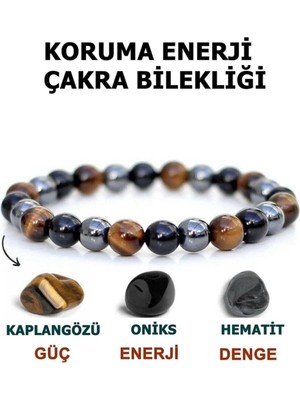 UltraMint Enerji Denge Çakra Bilekliği, Kaplangözü, Oniks ve Hematit Taşları