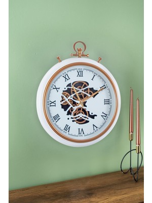 UltraMint Şık Çarklı Duvar Saati, 52 Cm, Modern ve Zarif Tasarım