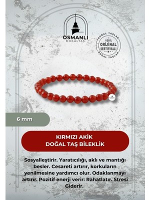 Kırmızı Akik 6mm Doğal Taş Bileklik, Şık ve Enerjik Takı Modeli