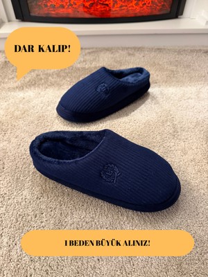 Aksulu Erkek Pofuduk Taban Çok Yumuşak ve Hafif Içi Yünlü Peluş Ev Terliği