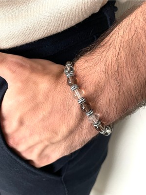 Doğal Kristal ve Dumanlı Kuvars Bileklik, Güç ve Denge Simgesi