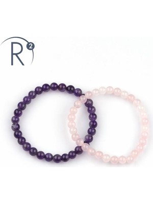 Doğal Ametist ve Pembe Kuvars Taşlı Bileklik, Şıklık ve Enerji Için