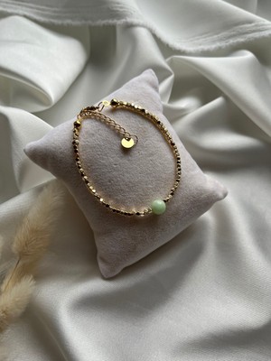 Doğal Krizopras Taşlı Altın Kaplama Bileklik, Şıklığa Zarif Dokunuş