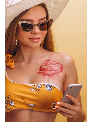 Artikel Pembe Gül - 2 Geçici Dövme,geçici Tattoo ,vücut Dövme,kol Bilek Dövme,boyun Dövme,sırt Dövme