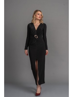 MissVina Clara Party Yırtmaçlı Uzun Elbise 50353