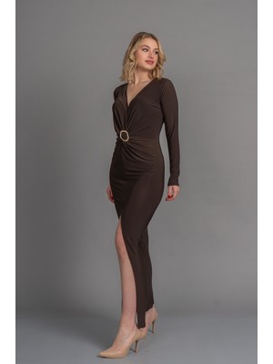 MissVina Clara Party Yırtmaçlı Uzun Elbise 50353