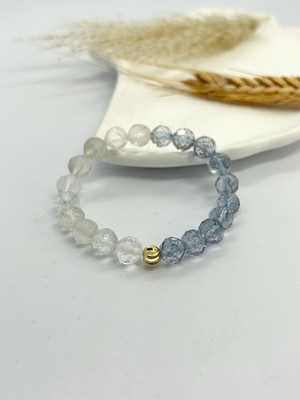 Şık Mavi Topaz ve Kristal Kuvars Doğal Taş Bileklik, Zarif Takı Hediye