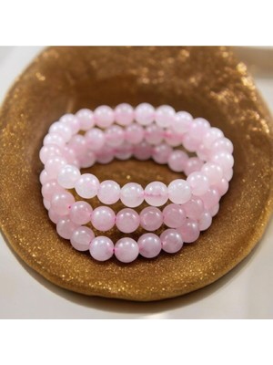 Parlak Pembe Kuvars Bileklik, Şık ve Doğal Taş Takı