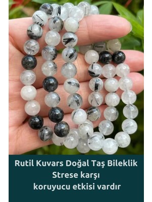 Doğal Rutil Kuvars Bileklik, Yorgunluk ve Bitkinliği Azaltan 8mm Taş