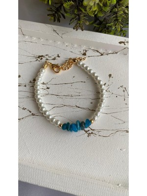 Doğal Taş Inci Detaylı Şık Bileklik, Zarif ve Modern Takı Koleksiyonu