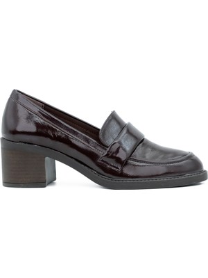 Tuna Hakiki Deri Kalın Topuklu Klasik Kadın Ayakkabı - Z265971