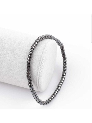 Doğal Hematit Taşlı Unisex Bileklik, Şık ve Enerji Dolu Takı