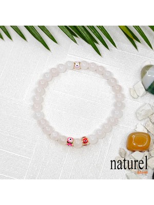 Doğal Taş Pembe Kuvars 6mm Unisex Bileklik, Şıklığın ve Doğallığın Buluşması