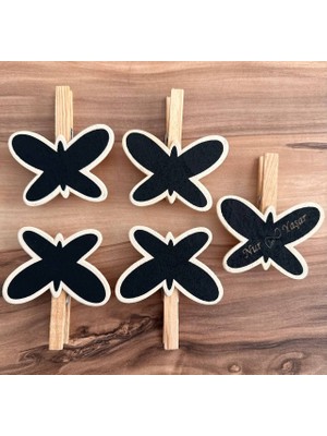 MYK Hediye ve Sanat Atölyesi Mandallı Ahşap Kara Tahta 4’lü Paket – 7x7 cm Silinebilir Mini Notluk | Lazer Baskı Seçenekli Dekoratif Tahta