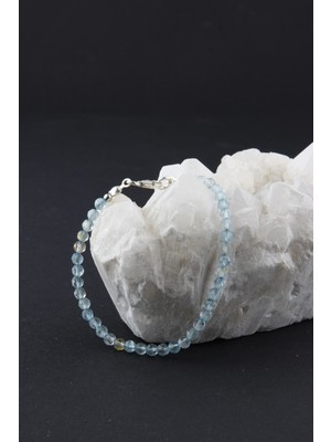 Şık 3 mm Akuamarin Bileklik, Doğal Taşlı ve Zarif Tasarım