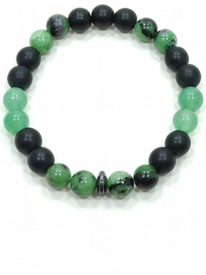 Doğal Taş Bileklik, Aventurin & Oniks, Sağlıklı ve Enerjik Hissedin