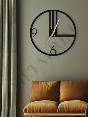 UltraMint Modern Siyah Metal Duvar Saati 60X60CM, Şık ve Şık Tasarım