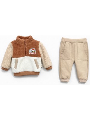 Joy Kids Erkek Bebek Welsoft Kumaş Yarım Boğazlı Takım (9-24 Ay)