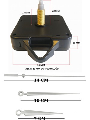 UltraMint Quartz Saat Mekanizması Seti 22MM Akrep Yelkovan Saniye Tarz