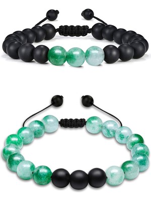 Doğal Mavi Akuamarin ve Oniks Taşlı Bileklik Seti, Şıklık ve Zarafet