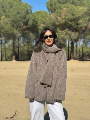 Kahverengi Kürk Atkılı Ceket