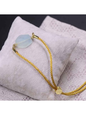 Doğal Akvamarin Taşı Bileklik, Ayarlanabilir, Şık ve Zarif Tasarım