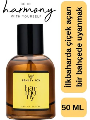 Ashley Joy Harmony Kadın Parfüm EDP 50 ML | Çiçeksi & Meyvemsi | Çilek, Yasemin, Amber, Şakayık| Amber Renkli Cam Şişe