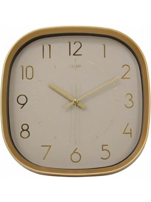 Galaxy Premium Serisi Abs Kasa Duvar Saati Oval 30 cm Gold Renkli Modern Kadran